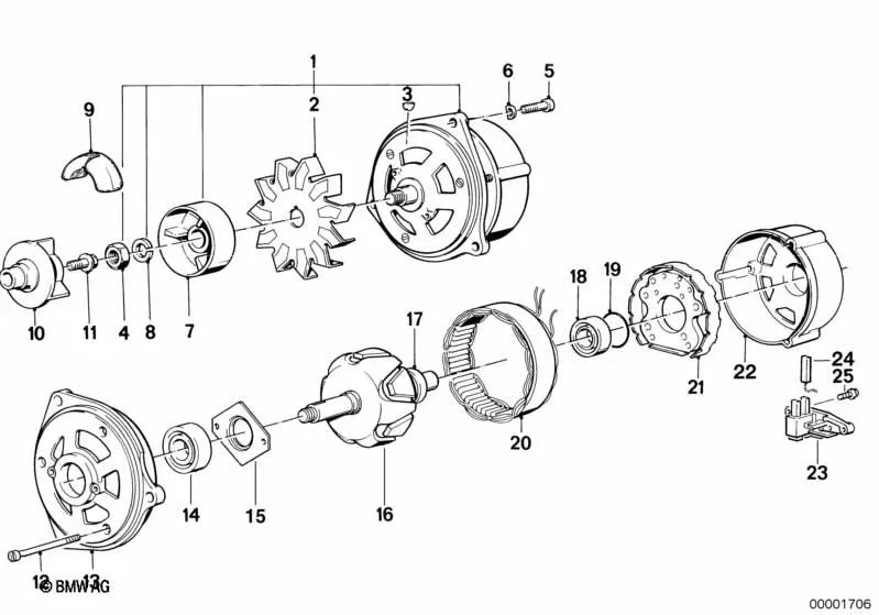 Rodamiento de bolas de ranura profunda para BMW E30, E28, E24, E23 (OEM 12311714521). Original BMW.