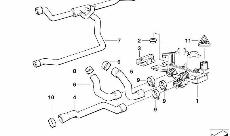 Manguera de válvula de agua para calefacción OEM 64218391239 para BMW E36 (316i, 318i, 320i, 323i, 325i, 328i, M3). Original BMW.