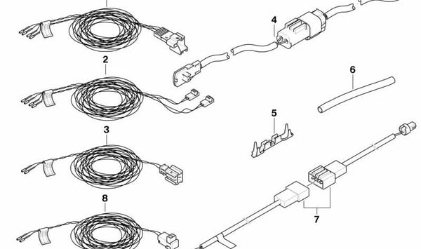 Cable de repuesto para airbag del pasajero/Unidad de control OEM 61129154123 para BMW Serie 5 (E60, E61) y Serie 6 (E63, E64). Original BMW.