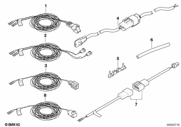 Cable de reparación ITS-Kopfairbag para BMW E60, E60N, E61, E61N, E63, E63N, E64, E64N (OEM 61129191749). Original BMW