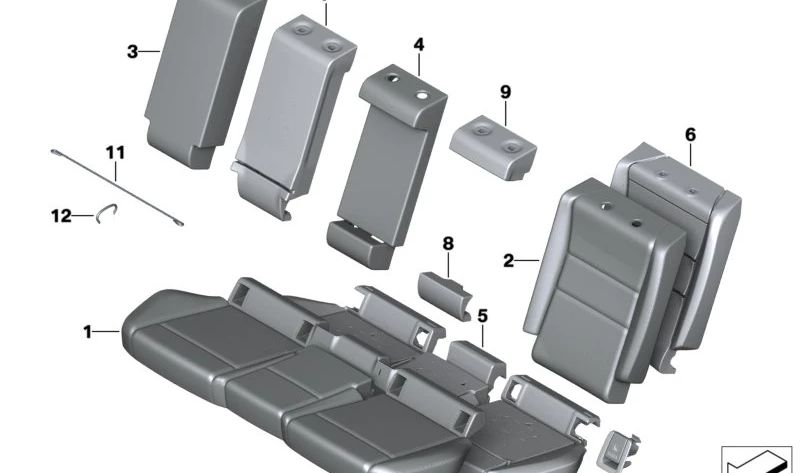 Synthetische Ledersitzabdeckung OEM 52205A1D302 für BMW U06 (Active Tourer der Serie 2). Original BMW.