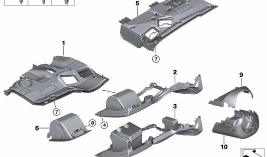 Compartimento de almacenamiento lado conductor OEM 51459188699 para BMW Z4 (E89). Original BMW.