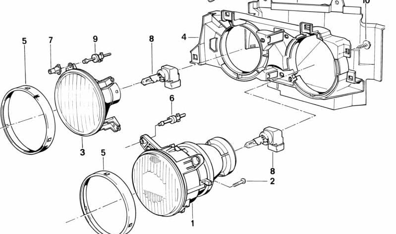 Lámpara de Luz de Cruce/Antiniebla para BMW E30, E36, E46, E90, E91, E34, E39, E60, E61, E24, E63, E64, E32, E65, E66, E31 (OEM 63217160786). Original BMW.