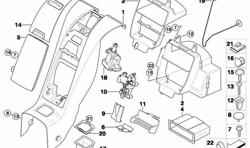 Compartimento de almacenamiento OEM 51467073533 para BMW Z4 (E85, E86). Original BMW