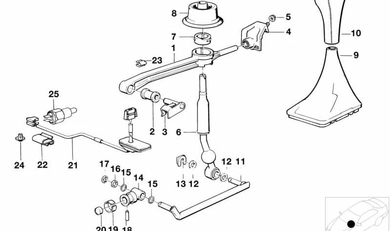 Palanca de cambios OEM 25111221202 para BMW E34. Original BMW.