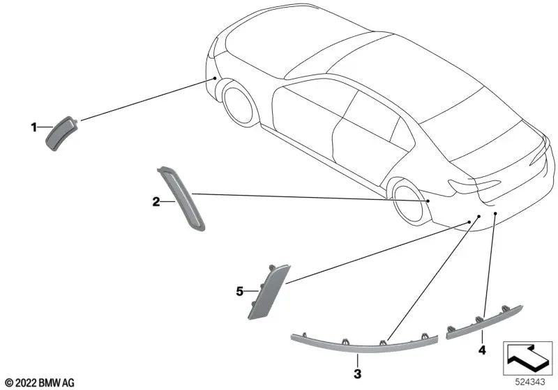 Réflecteur arrière droit pour la série BMW 7 G70 (OEM 63145A097B2). BMW d'origine