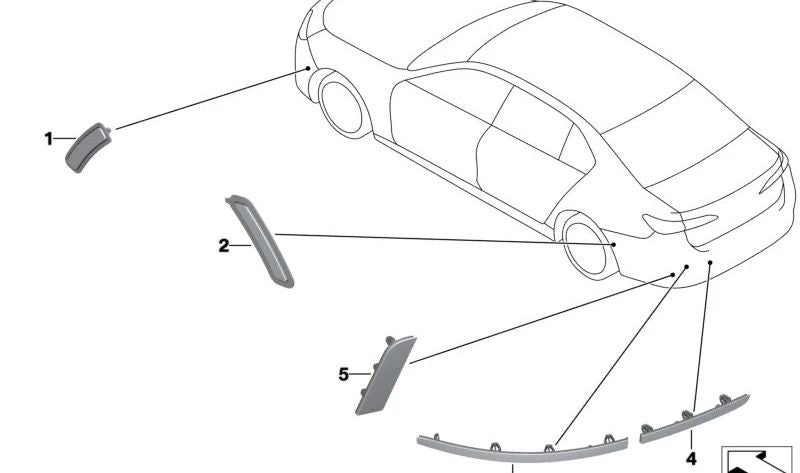 Reflector trasero derecho OEM 63148084152 para BMW Serie 1 F20, F21. Original BMW.