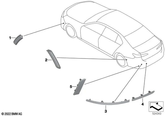 Left side reflector for BMW 7 Series G70 (OEM 63149880027). Original BMW