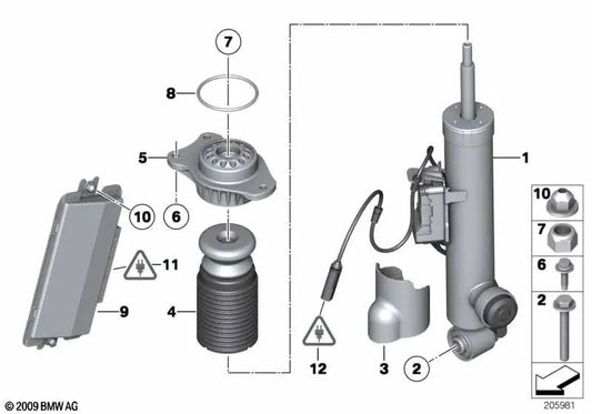 Rear right shock absorber for BMW F11, F11N (OEM 37126796986). Original BMW