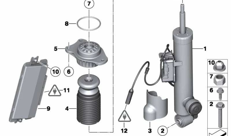 Amortiguador trasero derecho para BMW Serie 5 F07, F07N (OEM 37126851140). Original BMW