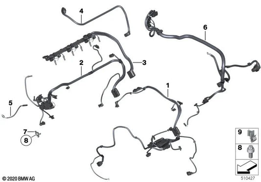 Sensory Motor Wire Harness Module 2 for BMW E82, E88, E90N, E91N, E92N, E93N, F07, F18, F06, F12, F13, F01N, F02N, E84 (OEM 12517631761). Genuine BMW.