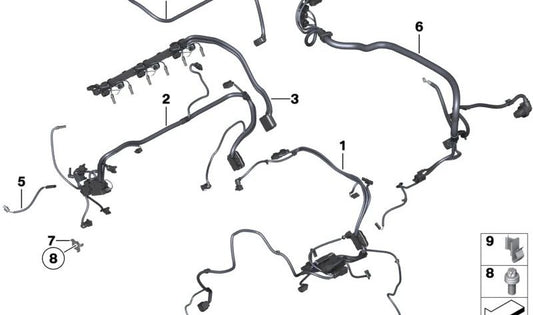 Wiring harness engine transmission module OEM 12537599378 for BMW F20, F21, F22, F23, F30, F31, F34, F35, F32, F33, F36. Original BMW