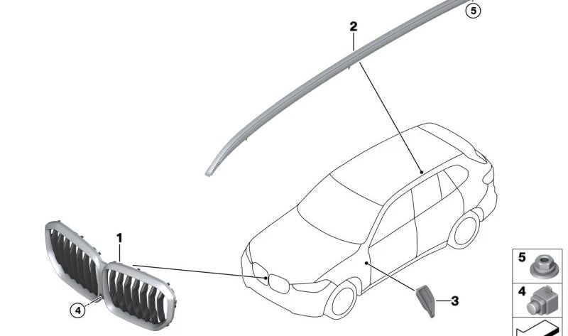 Toma de aire derecha (Air Breather) OEM 51115A49886 para BMW G18. Original BMW.