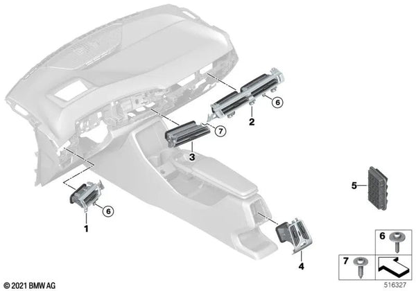 Rejilla de aire fresco para BMW Serie 2 U06, X1 U11, U12 (OEM 64229483383). Original BMW