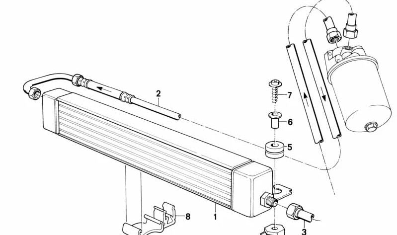 Tubo di ritorno del sistema di raffreddamento OEM 17211719348 per BMW E24. BMW originale.