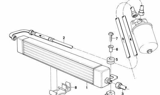 Tubo di ritorno del sistema di raffreddamento OEM 17211719348 per BMW E24. BMW originale.