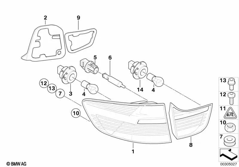 Luz trasera portón derecho para BMW X6 E71, E72 (OEM 63217295006). Original BMW