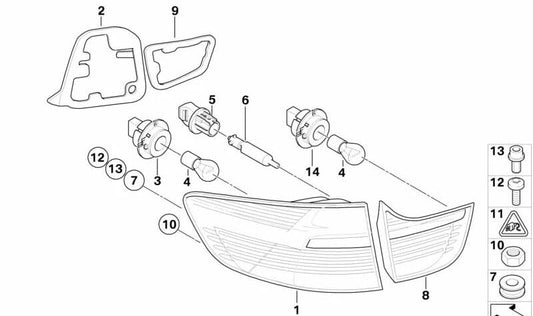 Rechte laterale Heckpilotenfuge OEM 63217153720 für BMW E71, E72. Original BMW.