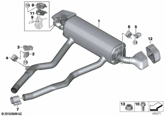 Silencioso de escape con válvula para BMW G29 (OEM 18307934418). Original BMW.