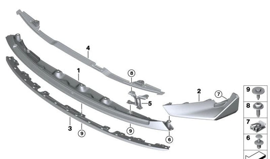 Soporte splitter delantero derecho OEM 51118086434 para BMW G80 (M3), G82 (M4). Original BMW.