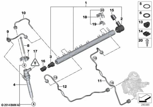 Einspritzventil für BMW E81, E82, E87N, E88, E90, E91, E92, E93, F07, F10, F11, F01, F02, E84, E83N, E70N, E71 (OEM 13537805428). Original BMW