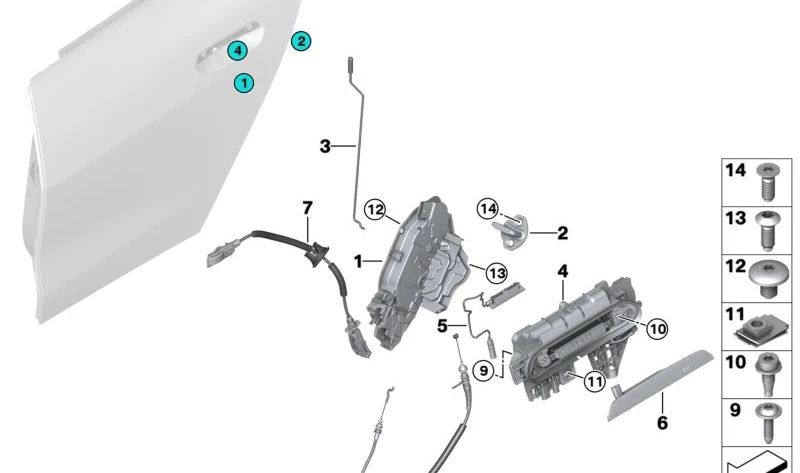 Soporte del tirador de puerta exterior izquierdo para BMW G42, G26 (OEM 51215A68F01). Original BMW