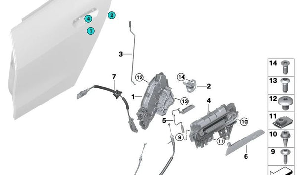 Carcasa del manillar de la puerta exterior, imprimada para BMW G26 (OEM 51215A68EC9). Original BMW