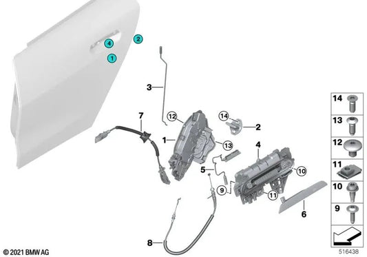 Soporte manilla exterior puerta izquierda para BMW Serie 4 G26 (OEM 51215A68EF3). Original BMW