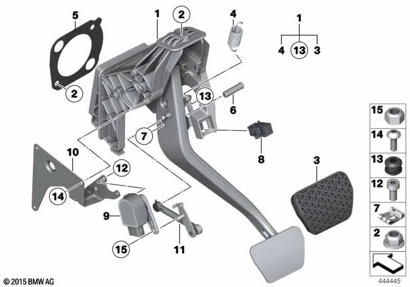 Conjunto de Pedal BMW para X5 F15 (OEM 35006856422). Original BMW