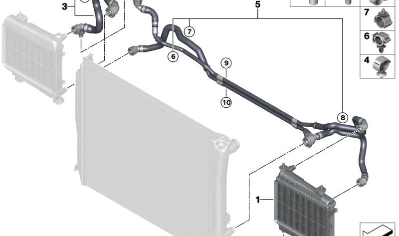 Manguera de radiador de refrigerante OEM 17128654821 para BMW G42, G20, G22, G23, G26. Original BMW