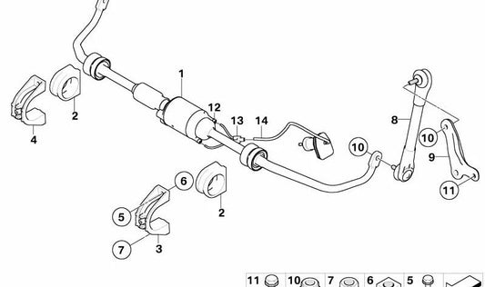 Active Stabilizer for BMW 5 Series E60, E61, 6 Series E63, E64 (OEM 37116780011). Original BMW