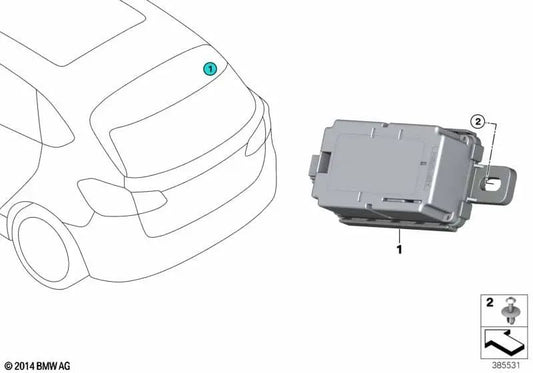 Receptor de controle remoto para BMW F20, F21, F22, F23, F45, F46, F87, F30, F31, F34, F35, F80, F32, F33, F36, F82, F83, I01, I12, I15, F48, F39, F83, I01, I12, i15, F48, F39, , F85, F16, F86, Mini F54, F55, F56, F57, F60 (OEM 61357928665). BMW original