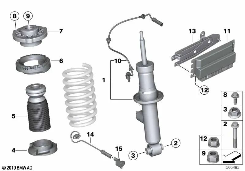 Soporte de Amortiguador VDC para BMW X3 F97, F97N X4 F98, F98N (OEM 33508067499). Original BMW