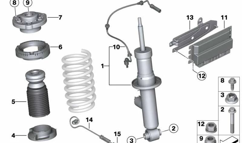 Amortiguador trasero izquierdo VDC para BMW X3 F97, X4 F98 (OEM 37108067507). Original BMW