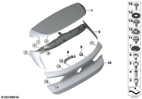 Alerón para portón trasero para BMW X2 F39 (OEM 51627423862). Original BMW