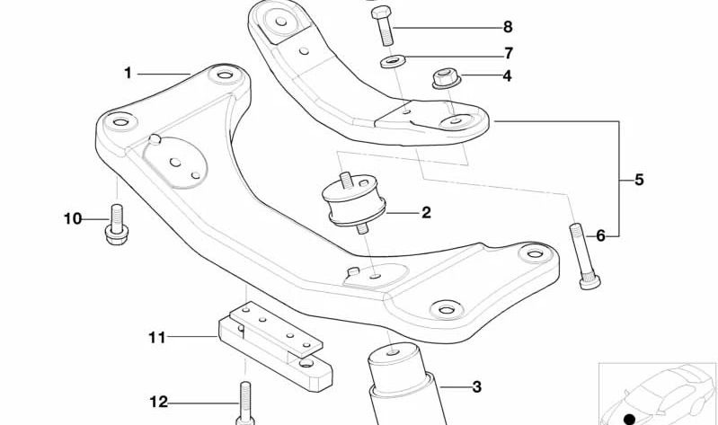 Soporte de motor OEM 22321097349 para BMW E39. Original BMW.