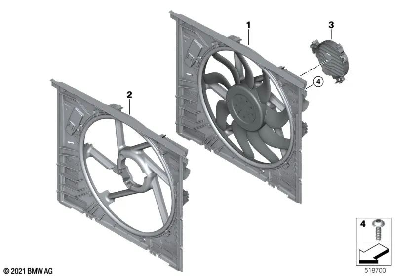 Carcasa del Ventilador con Ventilador para BMW G42, G20, G22, G23, G26, I20, G29 (OEM 17428666818). Original BMW