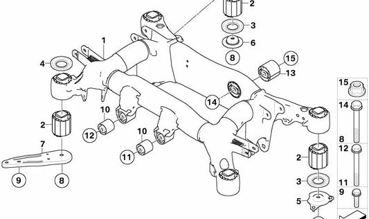 Soporte del eje trasero para BMW Serie 6 E63, E64 (OEM 33312282901). Original BMW