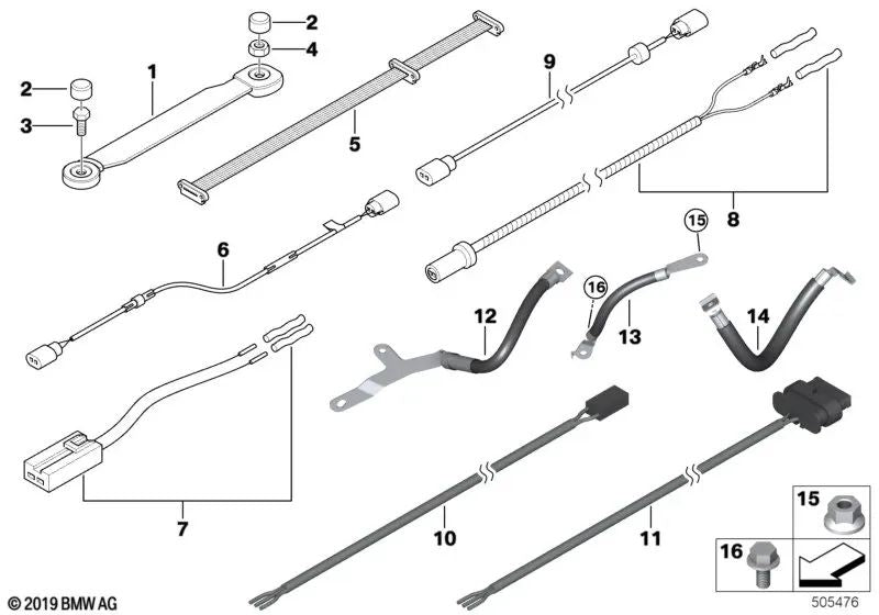 Cable adaptador para protección de peatones para BMW Serie 2 F22, F23, F87 Serie 3 E90N, E91N, E92N, F30 (OEM 61129274698). Original BMW.