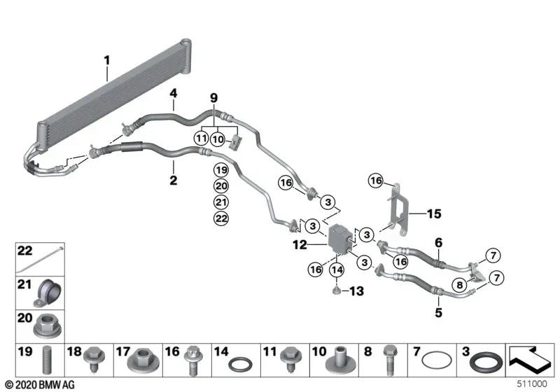 Termostato de Tubo de Enfriamiento de Aceite para BMW F87, F80, F82, F83, F07, F10, F11, F06, F12, F13, F02N (OEM 17227592723). Original BMW