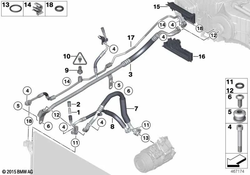 Tubo de aspiración con boquilla de llenado para BMW Serie 5 F10, F11, F18, Serie 7 F01, F02, F18N, F02N (OEM 64539378003). Original BMW.