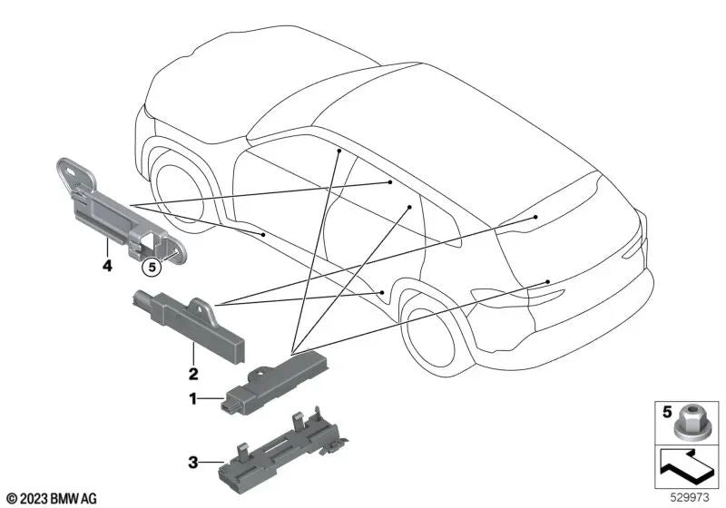 Soporte Antena Acceso Confort para BMW F40, F44, G20, G21, G28, G80, G81, F97, G01, G08, F98, G02, G09 (OEM 61139397075). Original BMW.