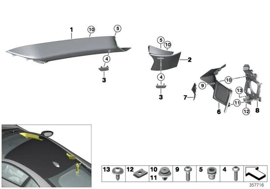 Blenda de la columna C delantera derecha para BMW I12, I12N (OEM 51437376268). Original BMW