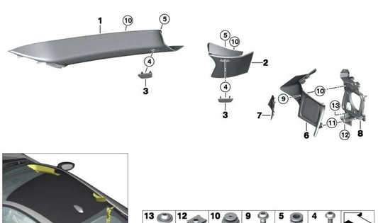 Embellecedor derecho del pilar A OEM 51437361896 para BMW i8 (I12). Original BMW.