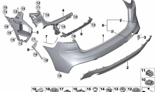 Juego de soporte sensor PDC trasero para BMW Serie 2 F45 (OEM 51128082171). Original BMW