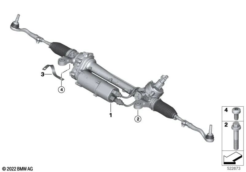 Caja de dirección eléctrica para BMW Serie 7 G70, G73 (OEM 32105B35876). Original BMW.