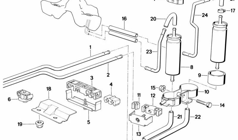 Tubería de Alimentación de Combustible para BMW Serie 8 E31 (OEM 16121180336). Original BMW