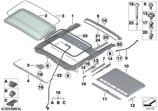 Revestimiento de techo para BMW X4 F26 (OEM 54107365336). Original BMW