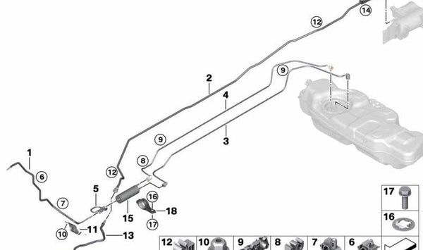 Conducto de aire de lavado delantero OEM 16117323846 para BMW F45, F46, F48, F55, F56, F57, F54. Original BMW