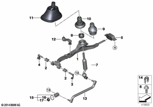 Barra de cambio para BMW Serie 1 F20N, F21N Serie 2 F22, F23 Serie 3 F30N, F31N, F34 Serie 4 F32, F33, F36 (OEM 25118608241). Original BMW